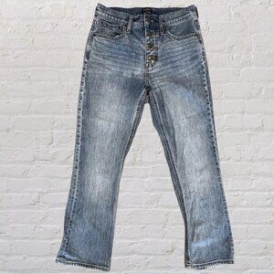 J.Crew High Rise Crop Flare Jeans‎ Button Fly Medium Wash Faded Size 25x25